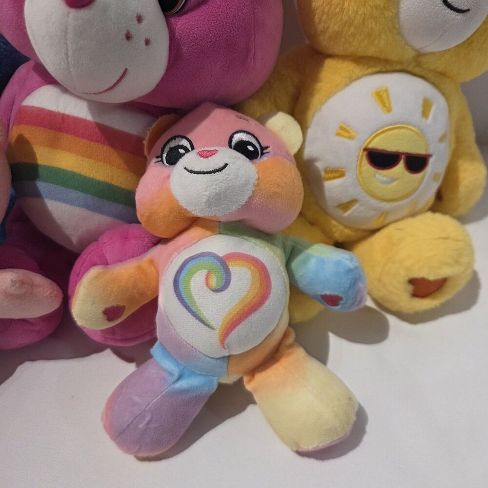 Lot of 5 Care Bears Plush Funshine Rainbow Heart Grumpy Easter - Picture 3 of 8